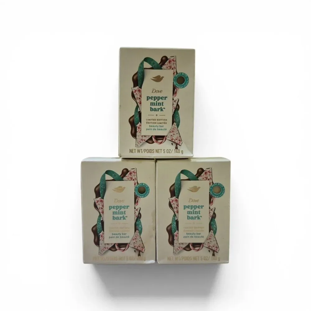 3 Pack Dove Peppermint Bark Beauty Bar 3.75oz Holiday Limited Edition 4 Soap